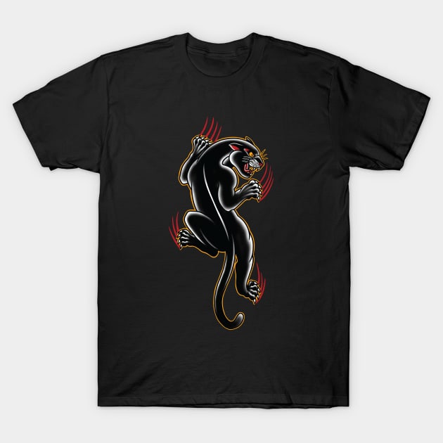 Traditional Tattoo Panther illustration T-Shirt by Seven Relics